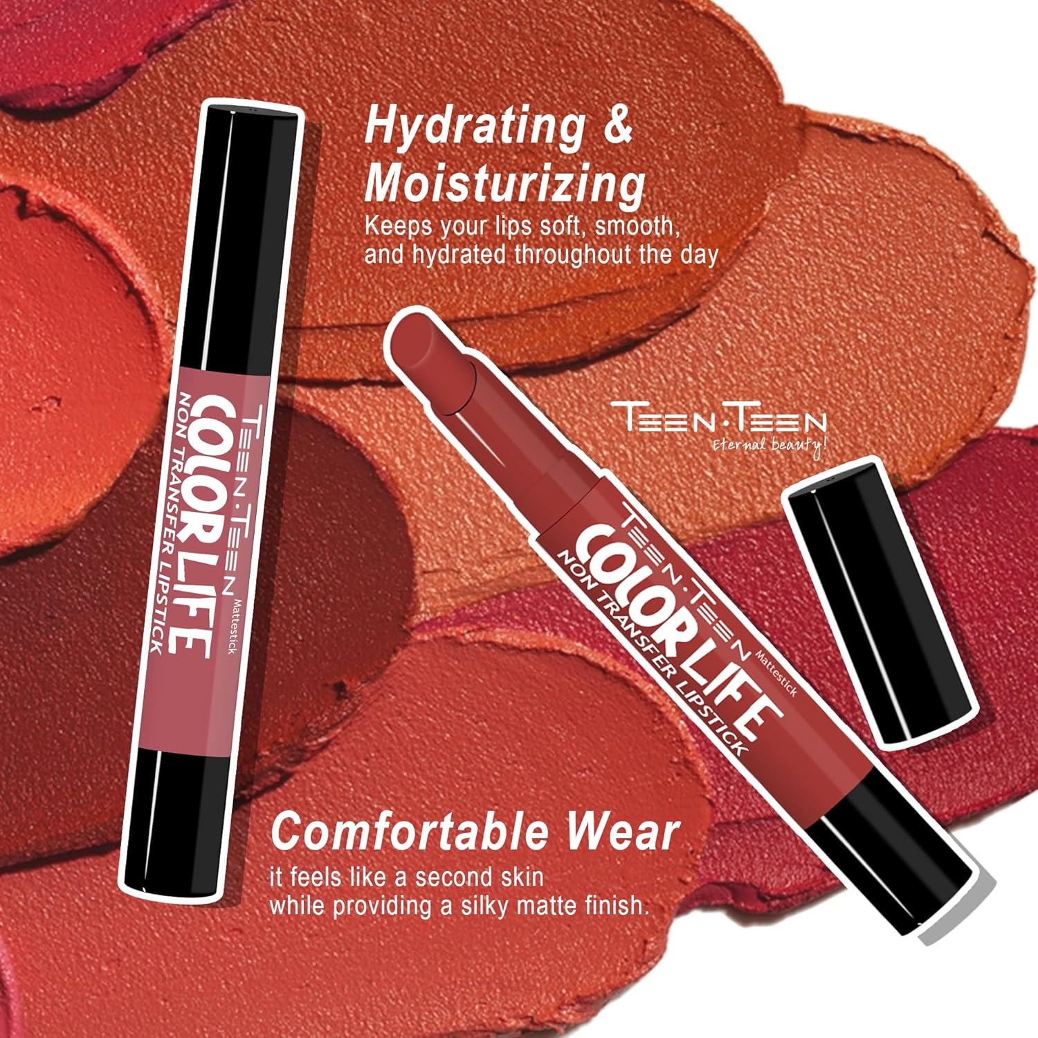 TEEN.TEEN Color Life Nontransfer Crayon Lipstick | Matte Finish with Built-in Primer | Waterproof & Long Lasting Lip Color | Smudge-Proof, Fade-Resistant Formula | Bollywood-Nude, 2gm - View 3 of 5