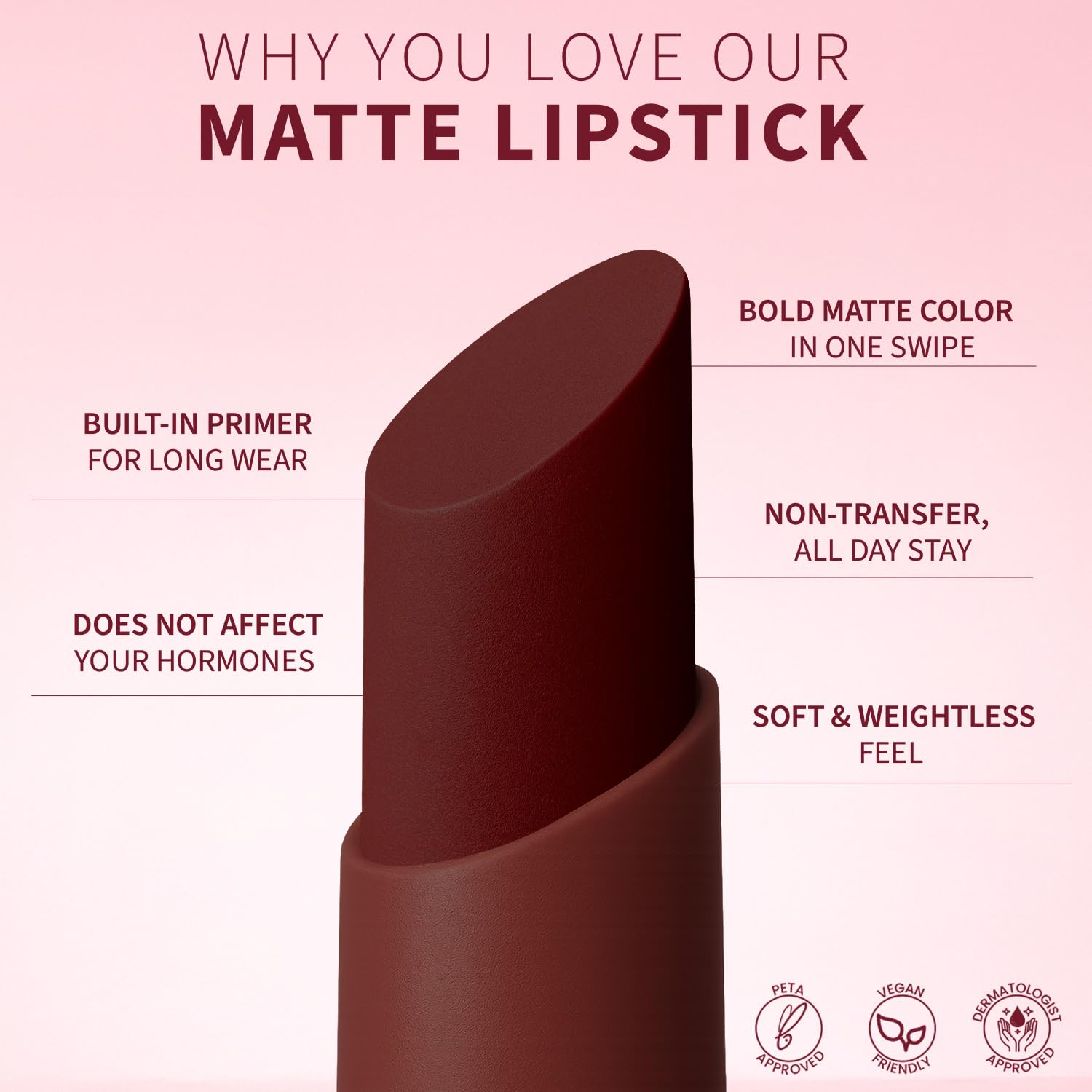 TEEN TEEN Color Life Nontransfer Crayon Lipstick | Matte Finish with Built-in Primer | Waterproof & Long Lasting Lip Color | Smudge-Proof, Fade-Resistant Formula | Brick-Wine, 2gm - View 2 of 5