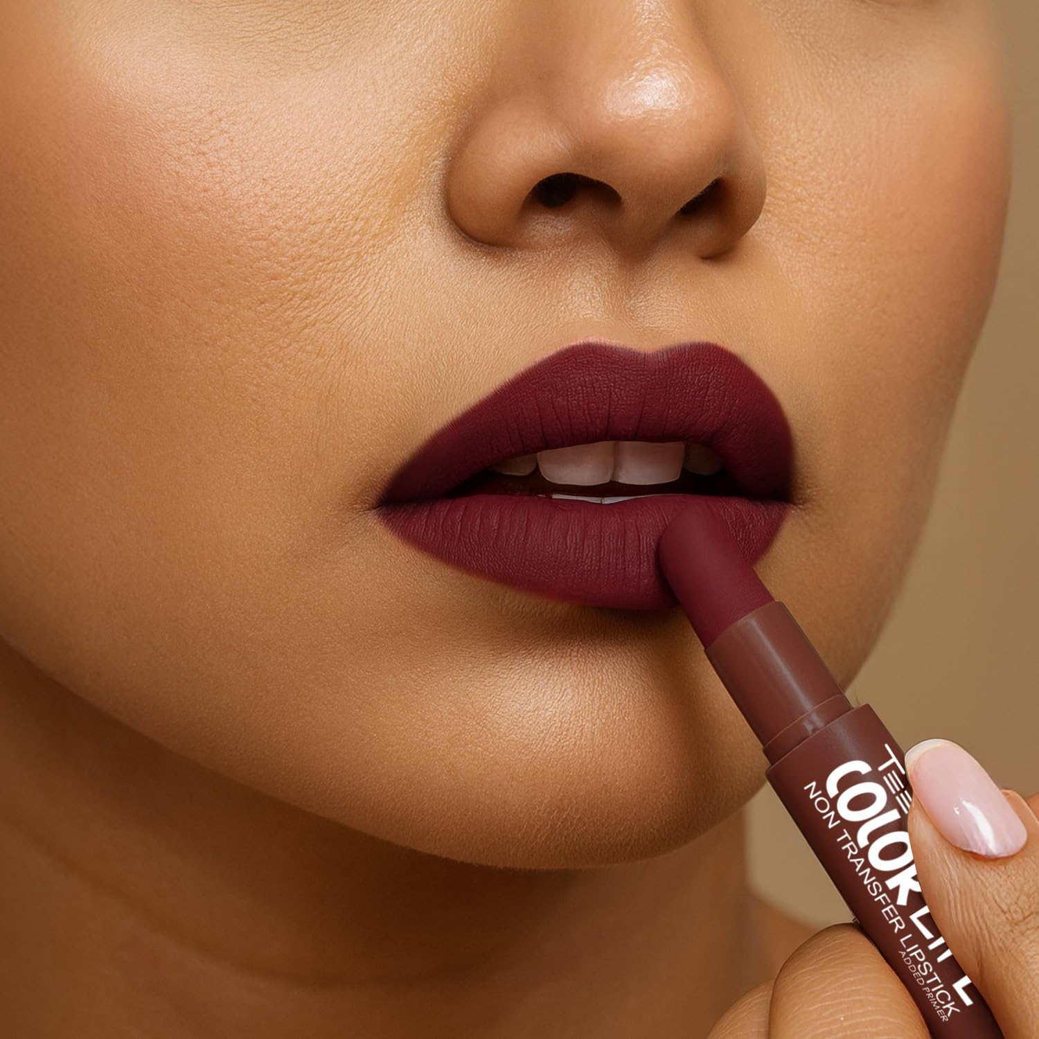 TEEN TEEN Color Life Nontransfer Crayon Lipstick | Matte Finish with Built-in Primer | Waterproof & Long Lasting Lip Color | Smudge-Proof, Fade-Resistant Formula | Brick-Wine, 2gm - View 4 of 5