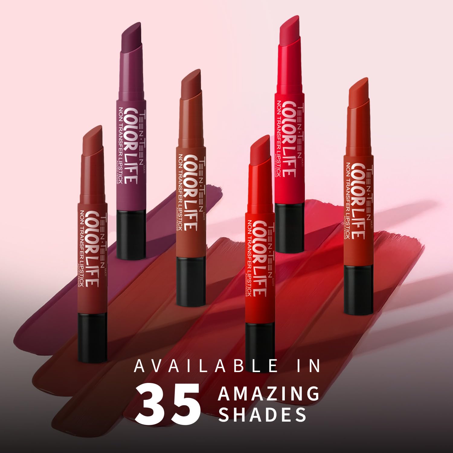 TEEN TEEN Color Life Nontransfer Crayon Lipstick | Matte Finish with Built-in Primer | Waterproof & Long Lasting Lip Color | Smudge-Proof, Fade-Resistant Formula | Brick-Wine, 2gm - View 5 of 5