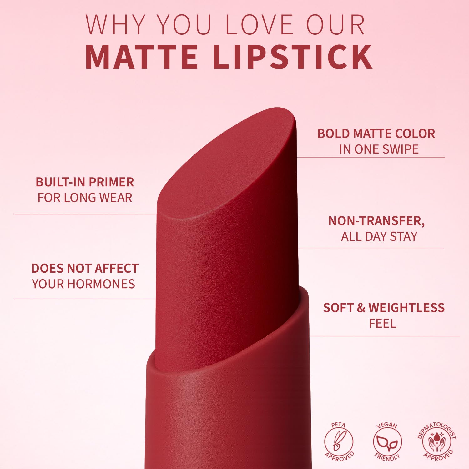 TEEN.TEEN Color Life Nontransfer Crayon Lipstick | Matte Finish with Built-in Primer | Waterproof & Long Lasting Lip Color | Smudge-Proof, Fade-Resistant Formula | Bridal Red, 2gm - View 4 of 7