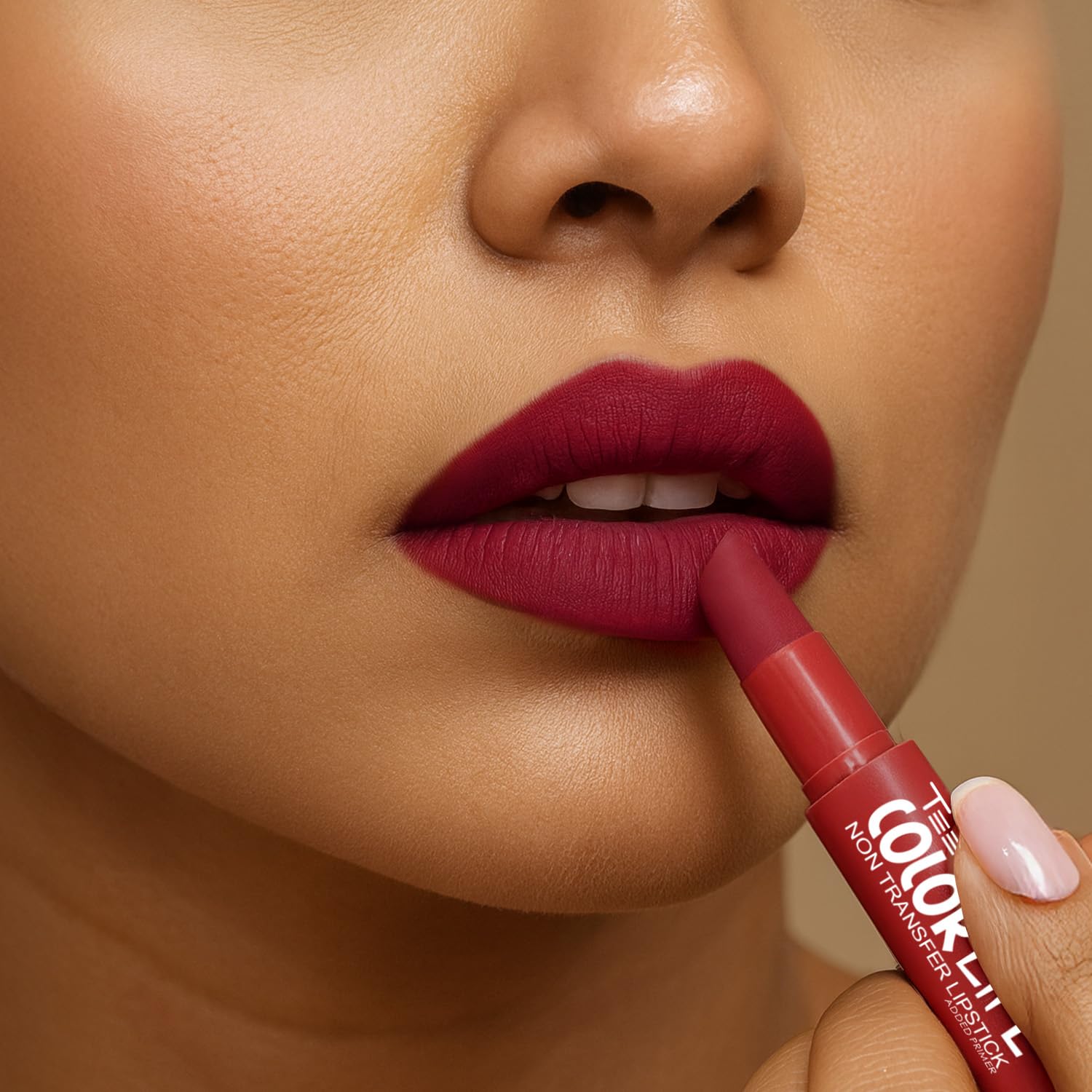 TEEN TEEN Color Life Nontransfer Crayon Lipstick | Matte Finish with Built-in Primer | Waterproof & Long Lasting Lip Color | Smudge-Proof, Fade-Resistant Formula | Bridal-Red, 2gm - View 4 of 5