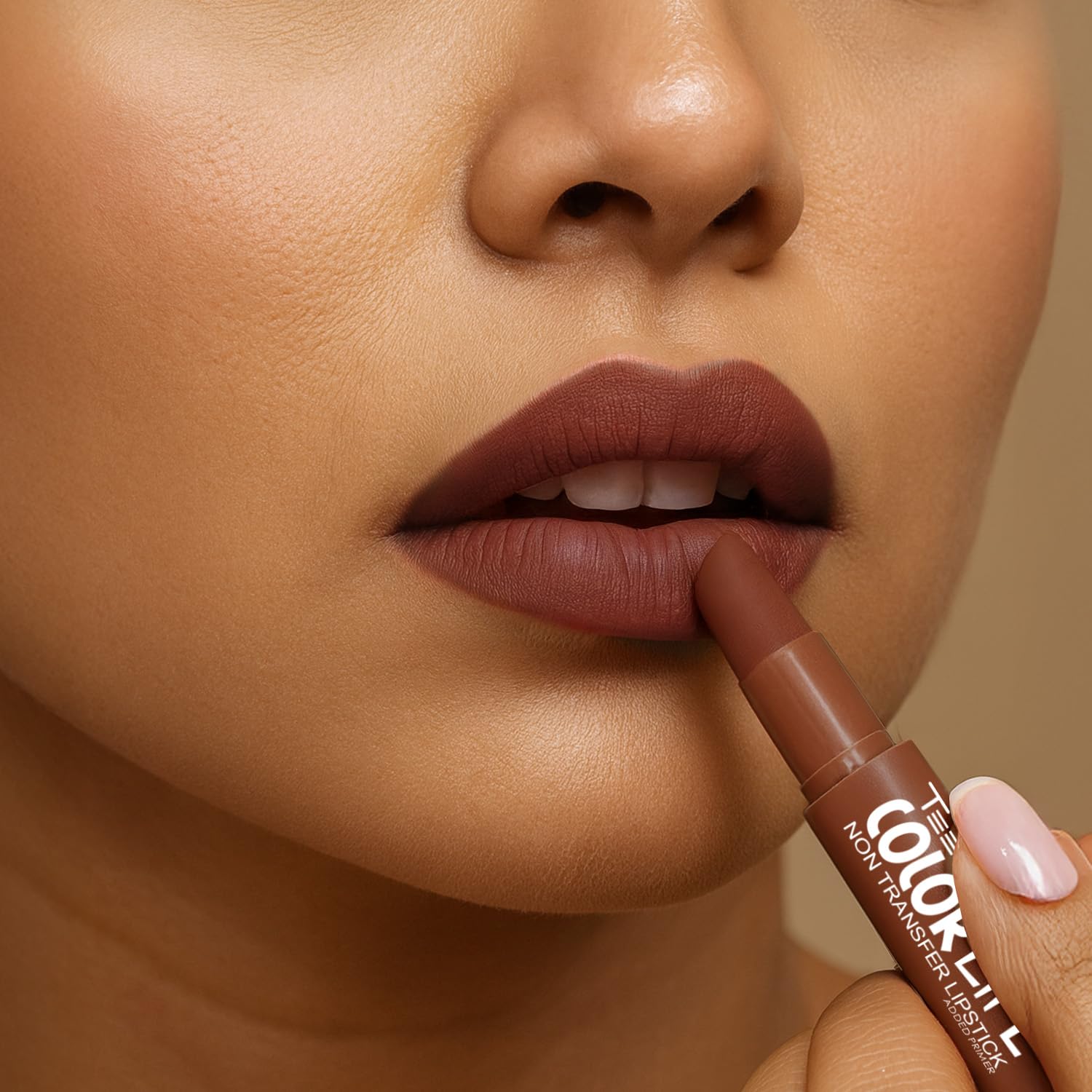 TEEN.TEEN Color Life Nontransfer Crayon Lipstick | Matte Finish with Built-in Primer | Waterproof & Long Lasting Lip Color | Smudge-Proof, Fade-Resistant Formula | Brown Sugar, 2gm - View 4 of 5