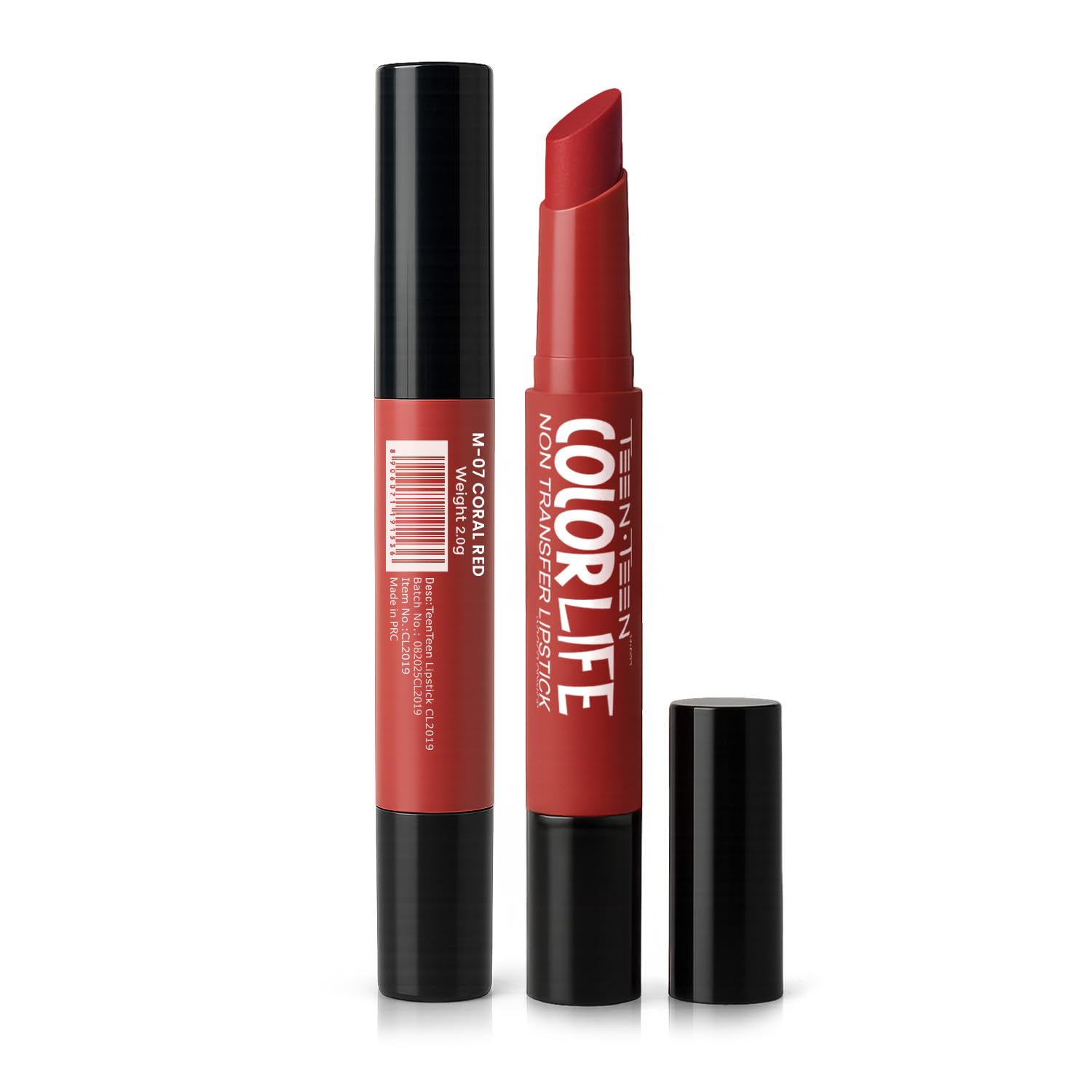 TEEN.TEEN Color Life Nontransfer Crayon Lipstick | Matte Finish with Built-in Primer | Waterproof & Long Lasting Lip Color | Smudge-Proof, Fade-Resistant Formula | Coral Red, 2gm - View 3 of 7
