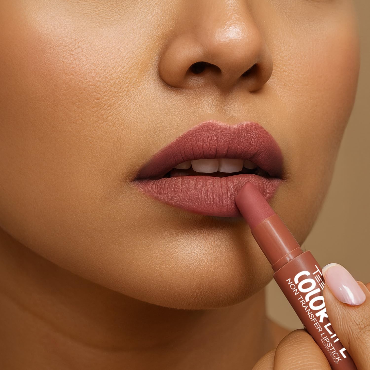 TEEN TEEN Color Life Nontransfer Crayon Lipstick | Matte Finish with Built-in Primer | Waterproof & Long Lasting Lip Color | Smudge-Proof, Fade-Resistant Formula | Coral-Pink, 2gm - View 4 of 5