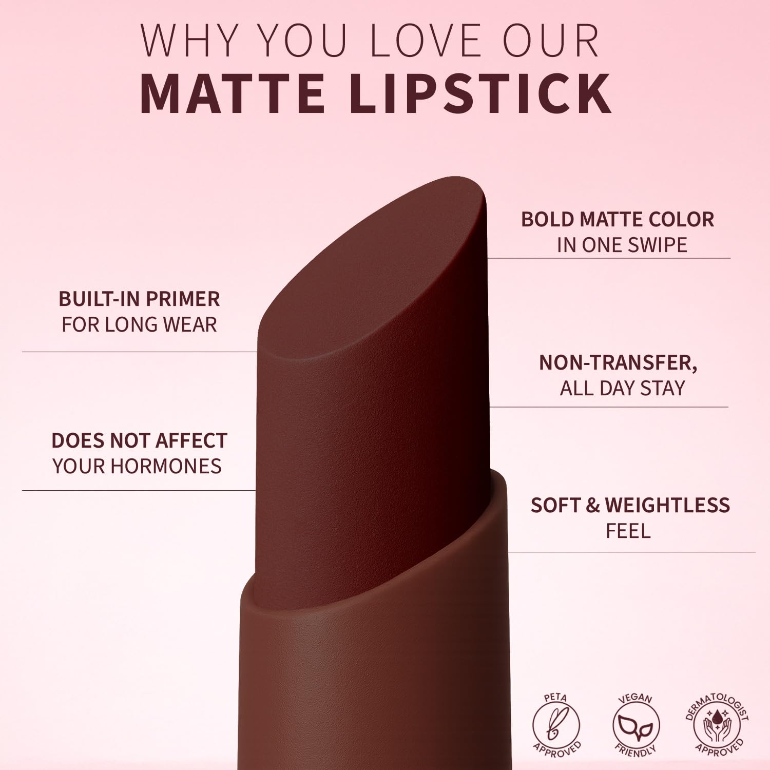 TEEN TEEN Color Life Nontransfer Crayon Lipstick | Matte Finish with Built-in Primer | Waterproof & Long Lasting Lip Color | Smudge-Proof, Fade-Resistant Formula | Intense-Brown, 2gm - View 2 of 5