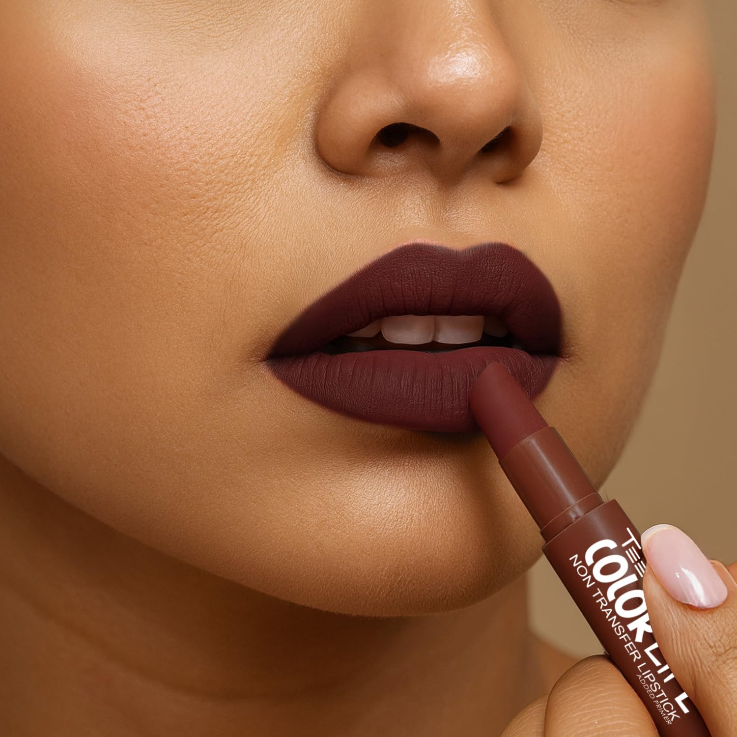 TEEN TEEN Color Life Nontransfer Crayon Lipstick | Matte Finish with Built-in Primer | Waterproof & Long Lasting Lip Color | Smudge-Proof, Fade-Resistant Formula | Intense-Brown, 2gm - View 4 of 5