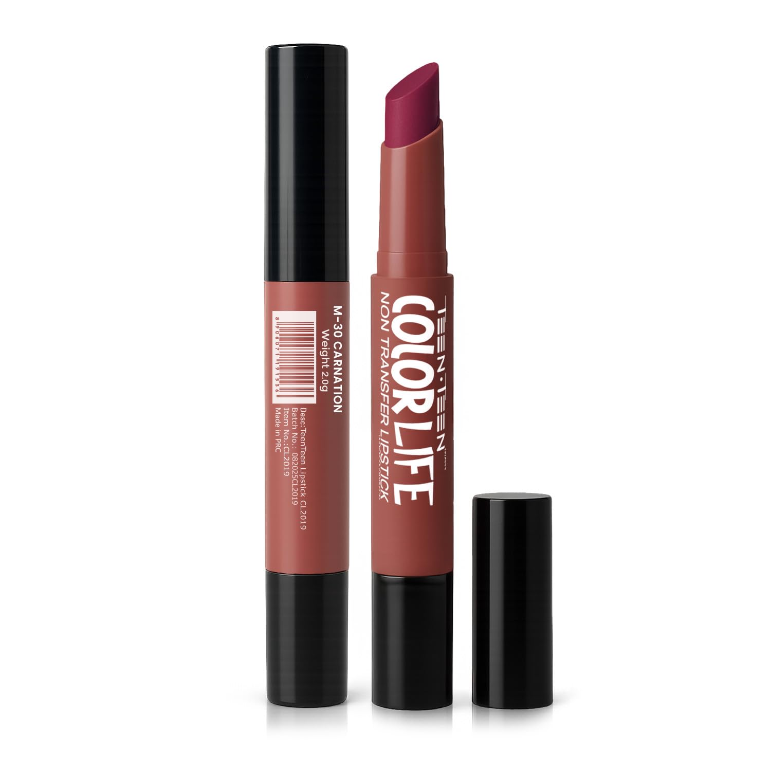 TEEN TEEN Color Life Nontransfer Crayon Lipstick |Matte Finish with Built-in Primer |Waterproof & Long Lasting Lip Color |Smudge-Proof, Fade-Resistant Formula |Combo Color (Plumful Cheer, Carnation) - View 2 of 7