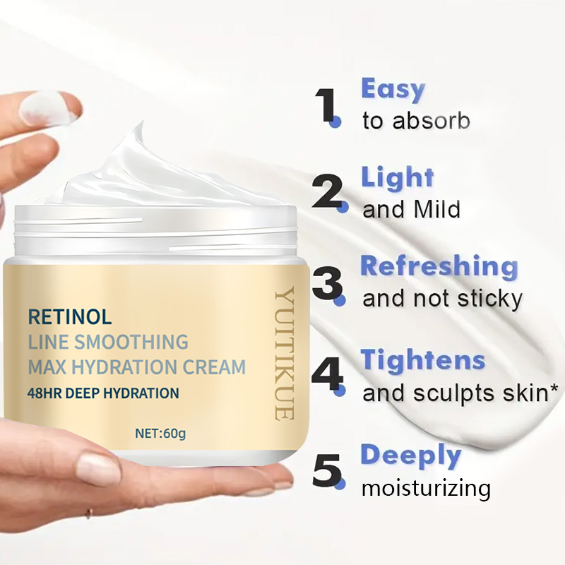 Retinol Hydration Cream with Hyaluronic Acid Collagen Firming Anti Aging Moisturizing Face Cream Pure Shea Butter Organic Deep Hydrating Skin Repair Night Cream for Wrinkle Care Smooth Youthful Radiant Skin - View 3 of 3