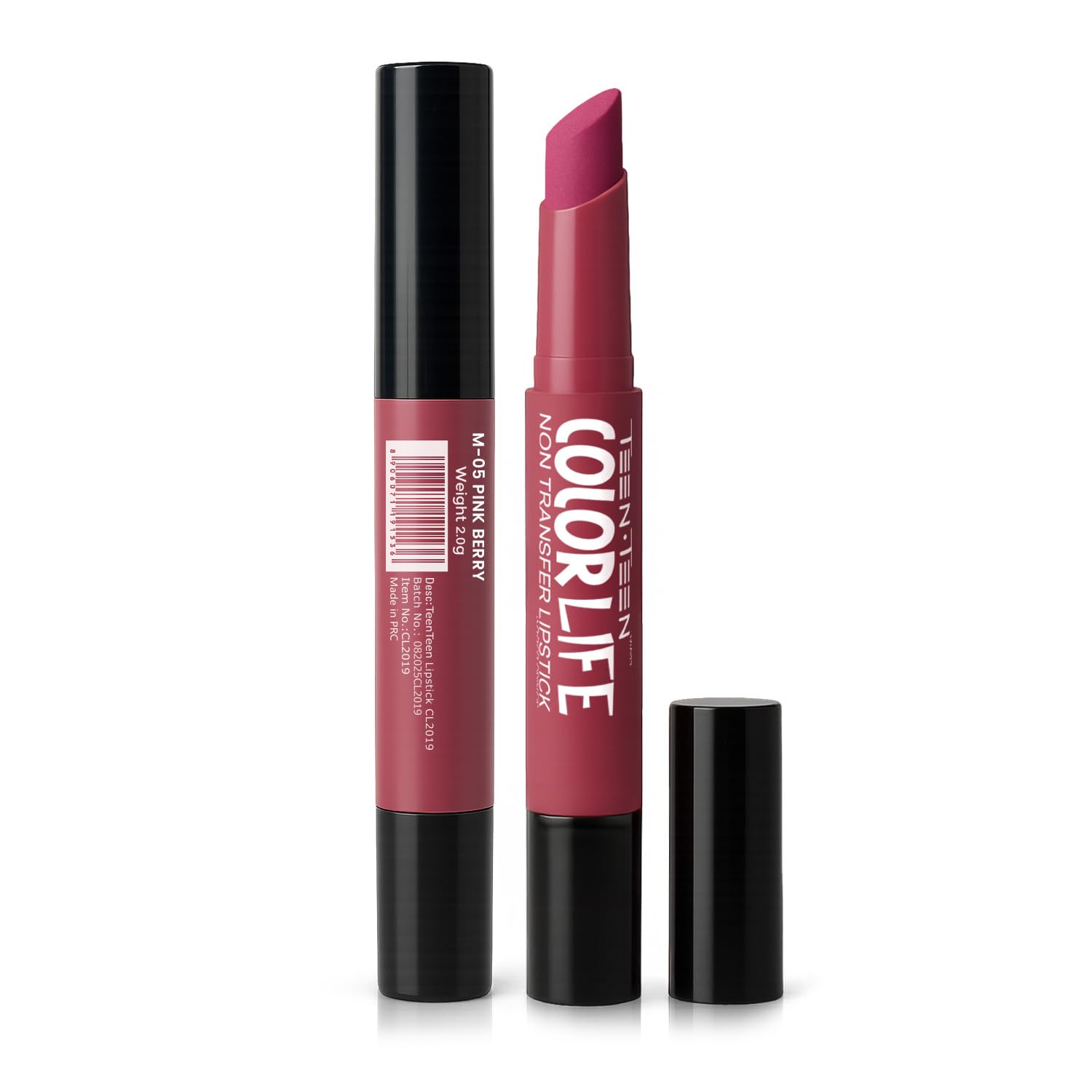 TEEN TEEN Color Life Nontransfer Crayon Lipstick | Matte Finish with Built-in Primer | Waterproof & Long Lasting Lip Color | Smudge-Proof, Fade-Resistant Formula | Pink Berry, 2gm - View 3 of 7