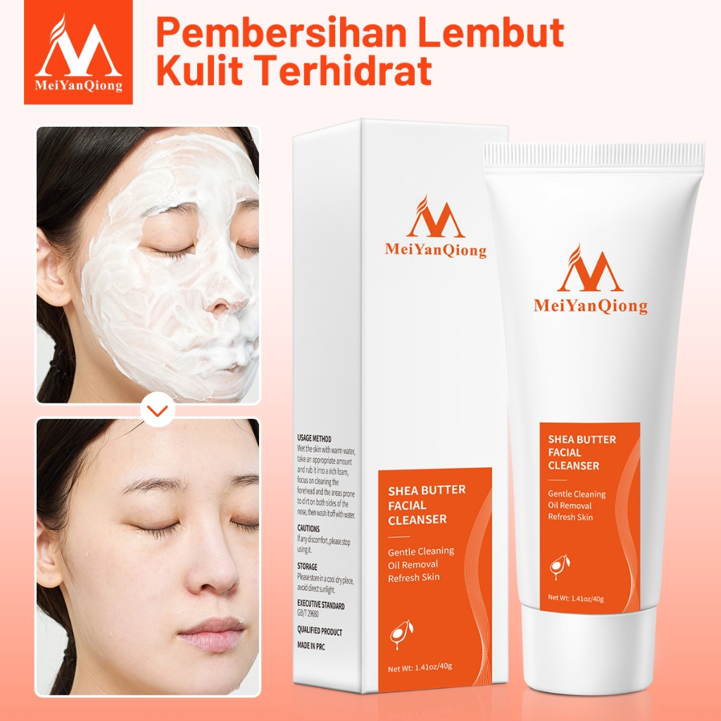 MeiYanQiong Shea Butter Nourishing Repair Facial Cleanser 40g Gentle Deep Cleansing Face Wash Moisturizing Skin Care Cream Cleanser for Soft Smooth Hydrated Healthy Looking Skin Daily Use - View 3 of 3