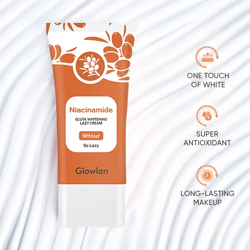 GLOWLAN Glutathione Whitening Lazy Cream 30g Brightening Whitening Moisturizing Face Cream Lotion Daily Skincare Glutathione Formula Helps Even Skin Tone Smooth Radiant Healthy Looking Skin for All Skin Types - View 2 of 3