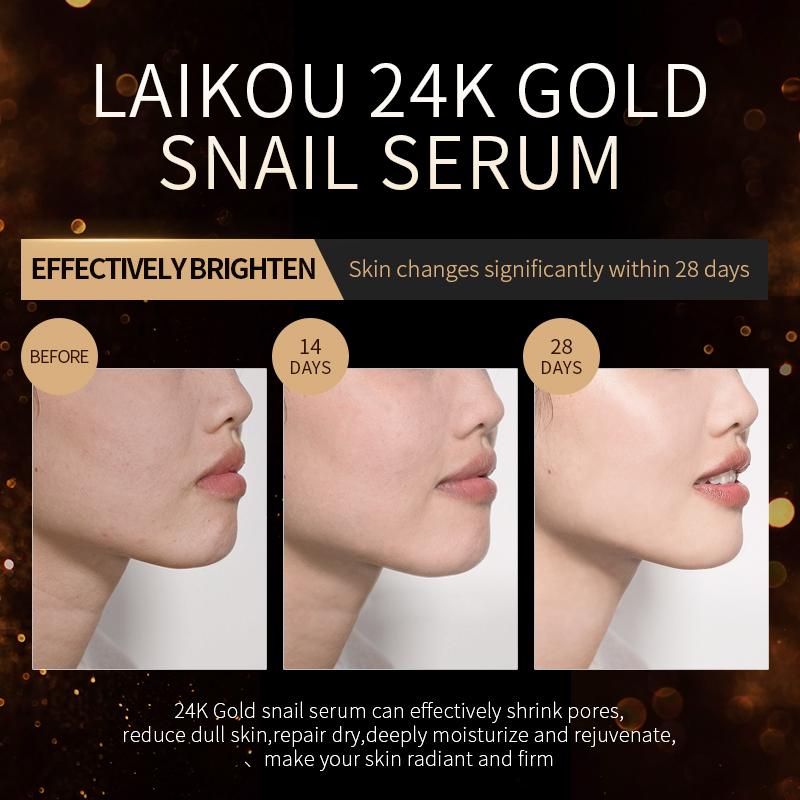 LAIKOU 24K Gold Snail Face Serum 30ml Anti Aging Essence Hydrating Whitening Repairing Serum with Snail Extract Brightening Moisturizing Skin Care for Fine Lines Wrinkles Smooth Radiant Healthy Skin - View 3 of 3