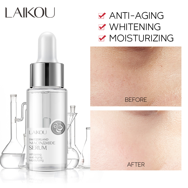 LAIKOU Nicotinamide Serum 17ml Whitening Spot Removal Refining Pores Brightening Facial Serum Hydrating Niacinamide Essence for Even Skin Tone Smooth Clear Healthy Looking Skin Daily Skincare - View 2 of 3