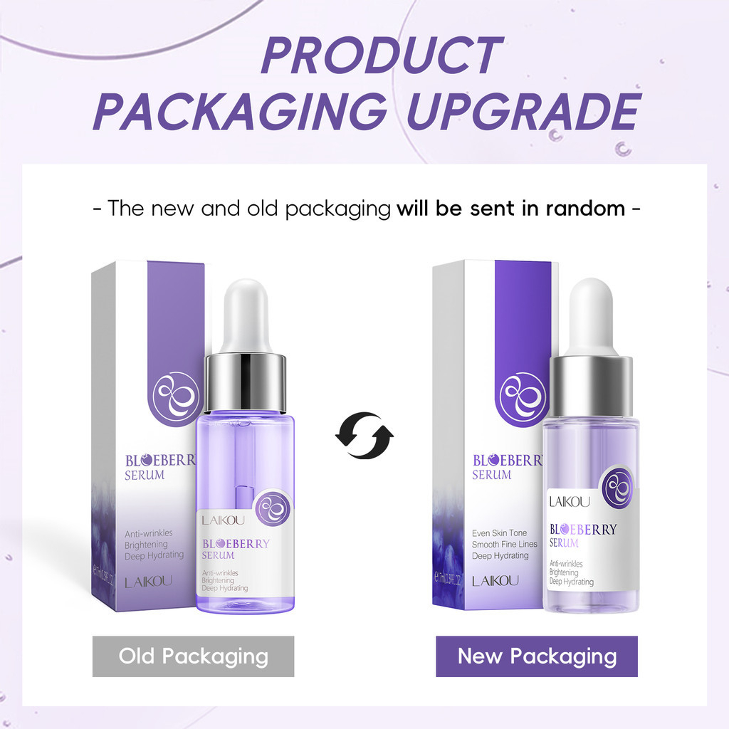 LAIKOU Blueberry Serum 17ml Anti Fine Lines Face Essence Hydrating Brightening Anti Aging Skin Care Facial Serum for Smooth Firm Radiant Healthy Looking Skin Daily Use Essence - View 2 of 3