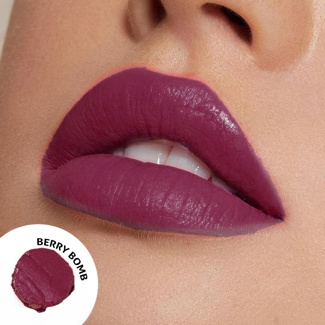 Censored Matte Long Lasting Lipstick for Women | Creamy Lipstick | Enriched with Jojoba Oil | Moisturising & Waterproof | Smooth Finish & Lightweight (Berry Bomb-11) - 4.2g - View 7 of 8