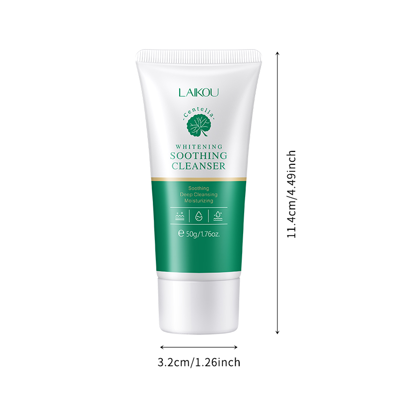 LAIKOU Cica Calming Cleanser 50g Centella Soothing Foam Face Wash Deep Pore Cleansing Gentle Hydrating Oil Control Sensitive Skin Care Daily Facial Cleanser for Smooth Healthy Looking Skin - View 2 of 3