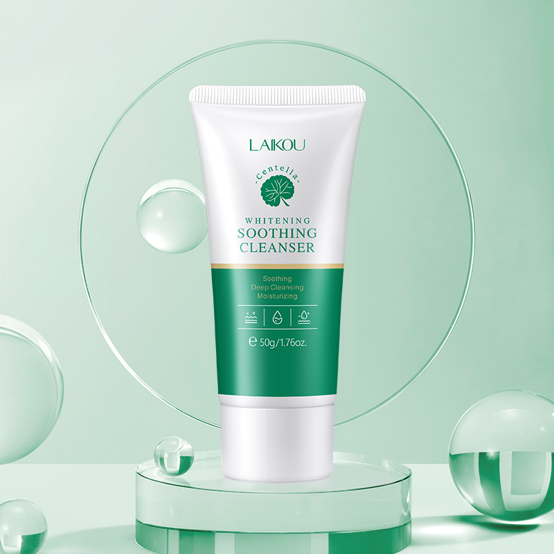 LAIKOU Cica Calming Cleanser 50g Centella Soothing Foam Face Wash Deep Pore Cleansing Gentle Hydrating Oil Control Sensitive Skin Care Daily Facial Cleanser for Smooth Healthy Looking Skin - View 3 of 3