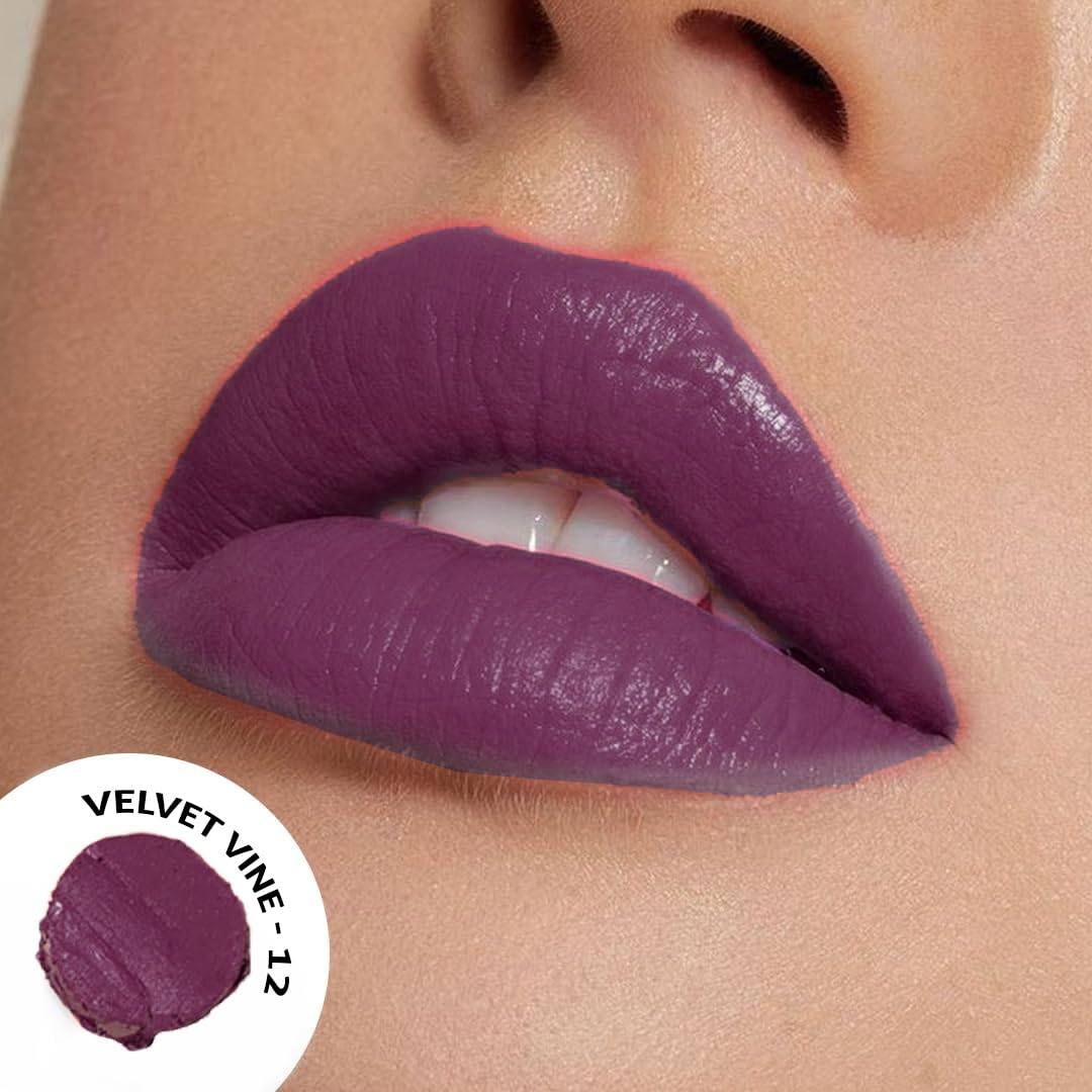 Censored Matte Long Lasting Lipstick for Women | Creamy Lipstick | Enriched with Jojoba Oil | Moisturising & Waterproof | Smooth Finish & Lightweight (Velvet Vine-12) - 4.2g - View 6 of 6