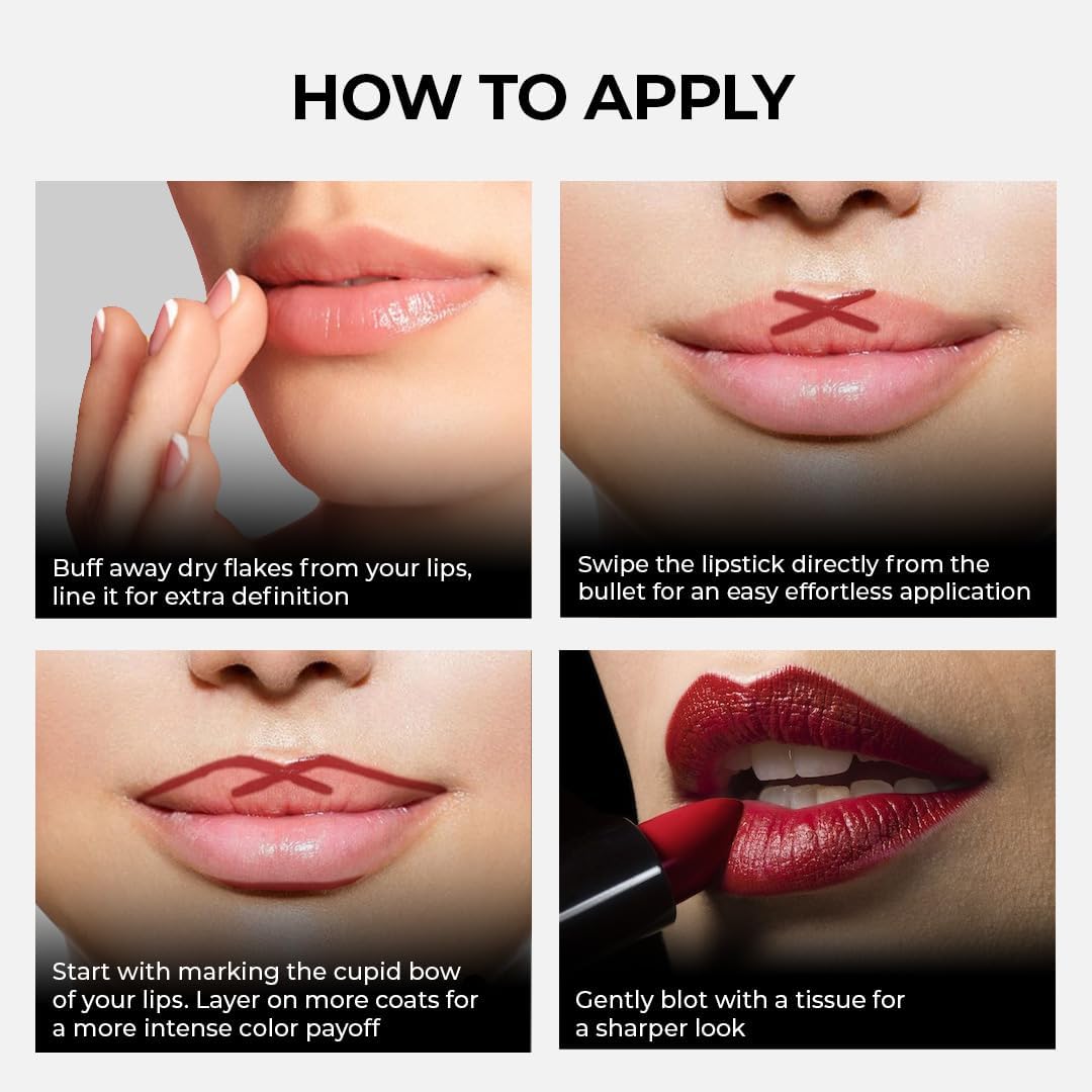 Censored Matte Long Lasting Lipstick for Women | Creamy Lipstick | Enriched with Jojoba Oil | Moisturising & Waterproof | Smooth Finish & Lightweight (Fiery Desire-13) - 4.2g - View 4 of 8
