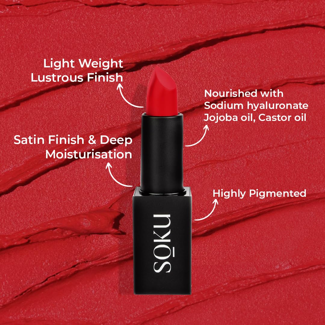Censored Matte Long Lasting Lipstick for Women | Creamy Lipstick | Enriched with Jojoba Oil | Moisturising & Waterproof | Smooth Finish & Lightweight (Fiery Desire-13) - 4.2g - View 5 of 8