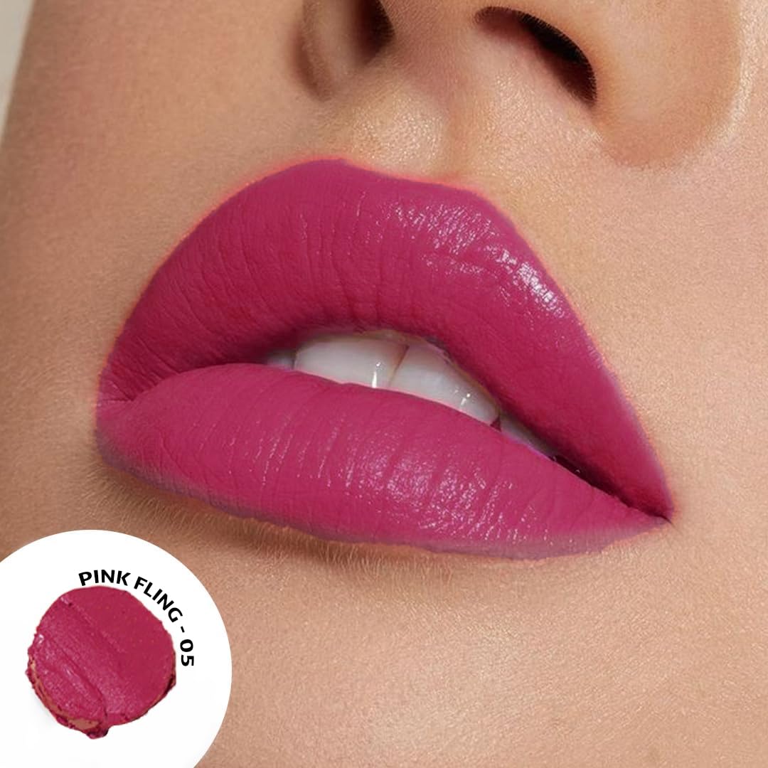 Censored Matte Long Lasting Lipstick for Women | Creamy Lipstick | Enriched with Jojoba Oil | Moisturising & Waterproof | Smooth Finish & Lightweight (Pink Fling 05) - 4.2g - View 7 of 8