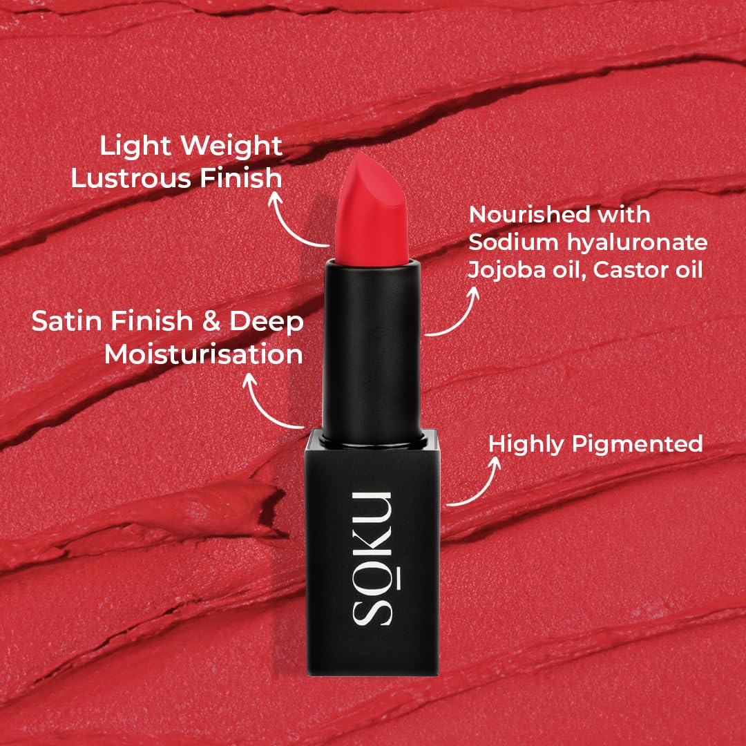 Censored Matte Long Lasting Lipstick for Women | Creamy Lipstick | Enriched with Jojoba Oil | Moisturising & Waterproof | Smooth Finish & Lightweight (Underage Red 01) - 4.2g - View 5 of 7