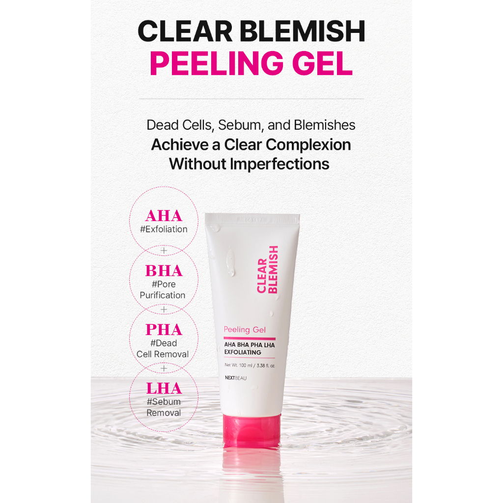 NEXTBEAU Clear Blemish Peeling Gel 100ml Korea Skincare Gentle Facial Scrub Acne Care Dead Skin Remover Deep Cleansing Brightening Hydrating Peeling Gel for Smooth Clear Healthy Looking Skin - View 2 of 3