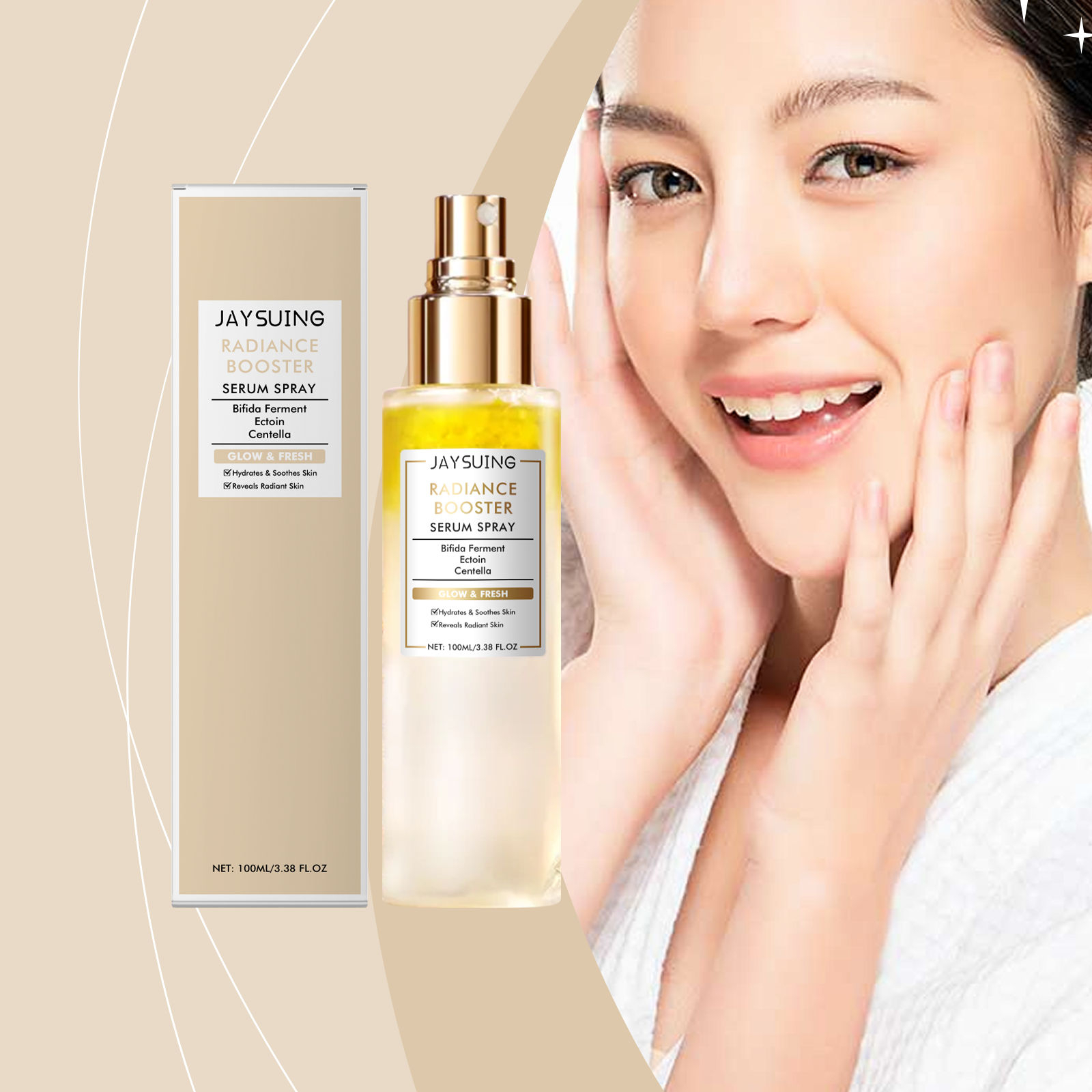 Radiance Booster Serum 100ml Hydrating Smoothing Repairing Facial Moisturizer Brightening Skin Care Lightweight Serum for Deep Hydration Even Skin Tone Healthy Looking Radiant Glow Daily Face Care - View 3 of 3