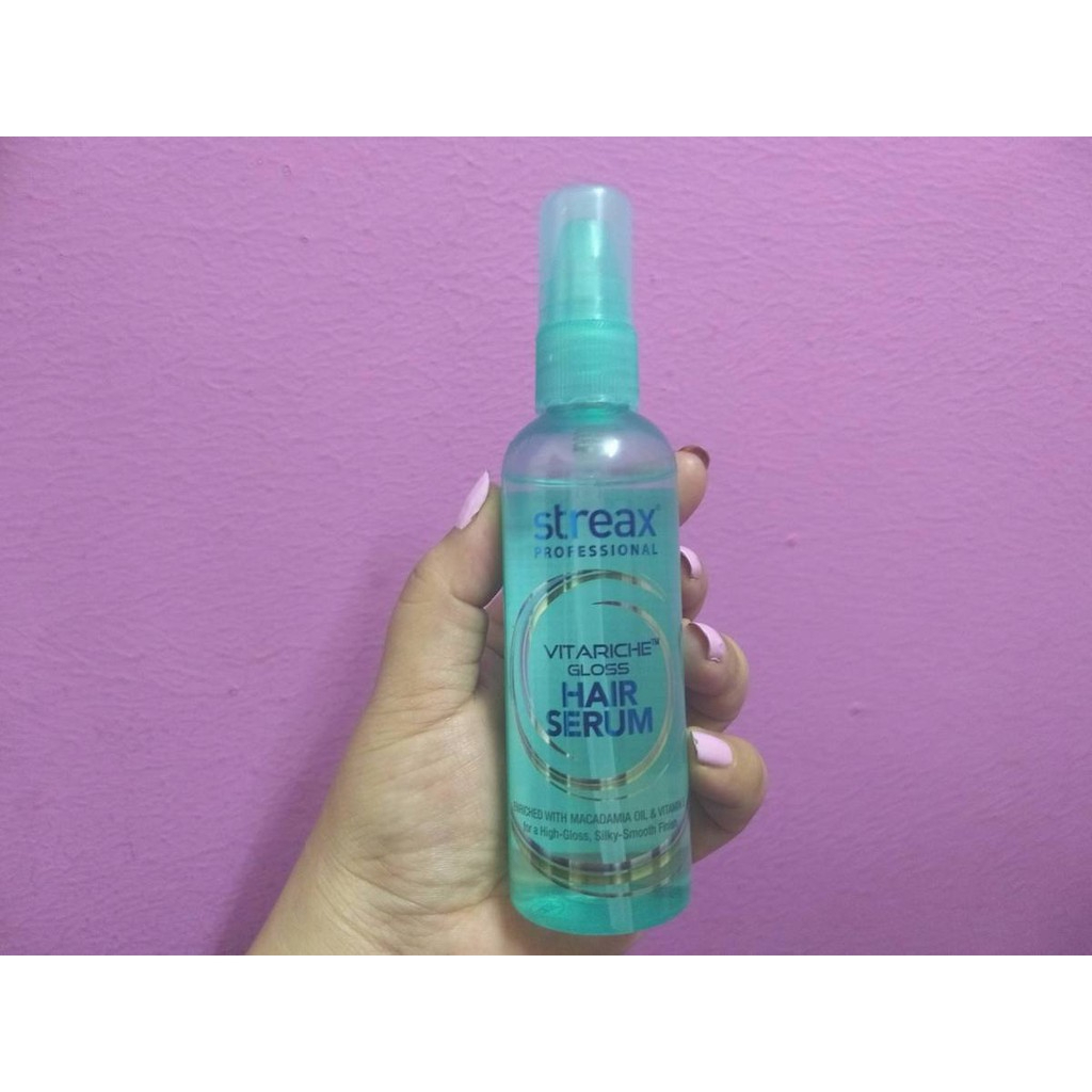 Streax Professional Vitariche Gloss Hair Serum 100ml with walnut oil and vitamin E for smooth, shiny, frizz-free hair protection, lightweight nourishment, salon-style finish, suitable for dry and damaged hair, everyday professional care. - View 2 of 3