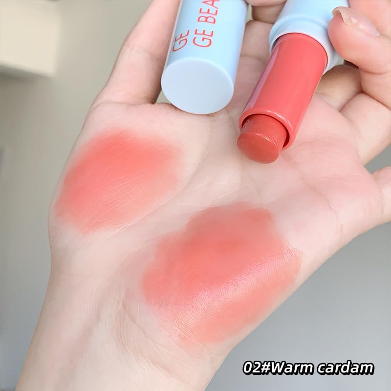 Gege Bear 2-in-1 Lip & Cheek Color Stick | Effortless Blend Full-Face Flush in Seconds | Smooth Glide-On Glossy Finish | Pigmented Shades Rose Pink & Peach Nude | Clean Water-Light Texture | Zero Greasy Feel | Perfect for Teen Girls & Women's On-the-Go Makeup Looks (02# Warm Cardam, 7g) - View 2 of 8