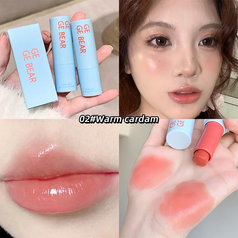 Gege Bear 2-in-1 Lip & Cheek Color Stick | Effortless Blend Full-Face Flush in Seconds | Smooth Glide-On Glossy Finish | Pigmented Shades Rose Pink & Peach Nude | Clean Water-Light Texture | Zero Greasy Feel | Perfect for Teen Girls & Women's On-the-Go Makeup Looks (02# Warm Cardam, 7g) - View 8 of 8