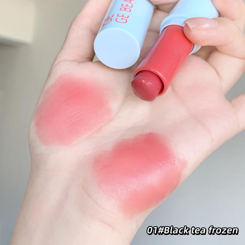 Gege Bear 2-in-1 Lip & Cheek Color Stick | Effortless Blend Full-Face Flush in Seconds | Smooth Glide-On Glossy Finish | Pigmented Shades Rose Pink & Peach Nude | Clean Water-Light Texture | Zero Greasy Feel | Perfect for Teen Girls & Women's On-the-Go Makeup Looks (01# Black Tea Frozen, 7g) - View 2 of 8