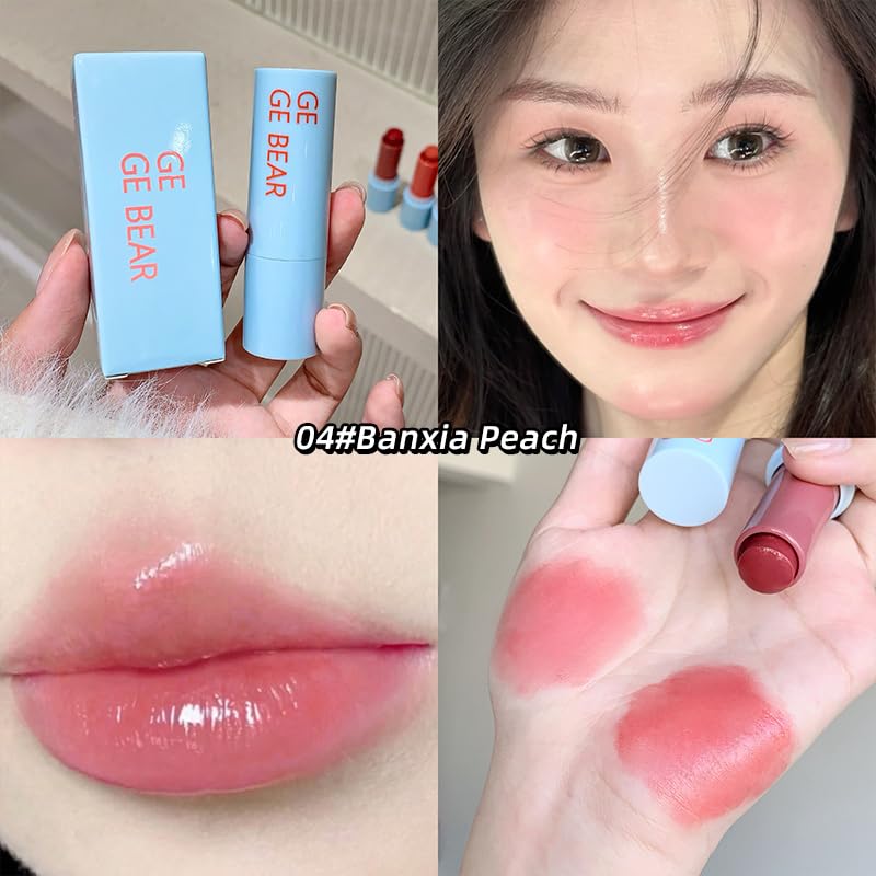 Gege Bear 2-in-1 Lip & Cheek Color Stick | Effortless Blend Full-Face Flush in Seconds | Smooth Glide-On Glossy Finish | Pigmented Shades Rose Pink & Peach Nude | Clean Water-Light Texture | Zero Greasy Feel | Perfect for Teen Girls & Women's On-the-Go Makeup Looks (04# Banxia Peach, 7g) - View 8 of 8