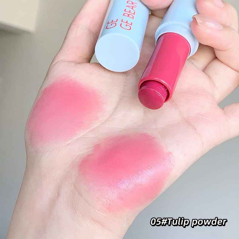 Gege Bear 2-in-1 Lip & Cheek Color Stick | Effortless Blend Full-Face Flush in Seconds | Smooth Glide-On Glossy Finish | Pigmented Shades Rose Pink & Peach Nude | Clean Water-Light Texture | Zero Greasy Feel | Perfect for Teen Girls & Women's On-the-Go Makeup Looks (05# Tulip Powder, 7g) - View 2 of 8