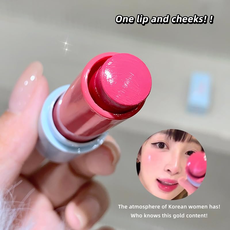 Gege Bear 2-in-1 Lip & Cheek Color Stick | Effortless Blend Full-Face Flush in Seconds | Smooth Glide-On Glossy Finish | Pigmented Shades Rose Pink & Peach Nude | Clean Water-Light Texture | Zero Greasy Feel | Perfect for Teen Girls & Women's On-the-Go Makeup Looks (05# Tulip Powder, 7g) - View 3 of 8