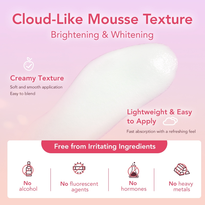 HEXZE White Peach Mousse Tone-Up Cream Brightening Whitening Moisturizing Skin Glowing Cream - View 3 of 3