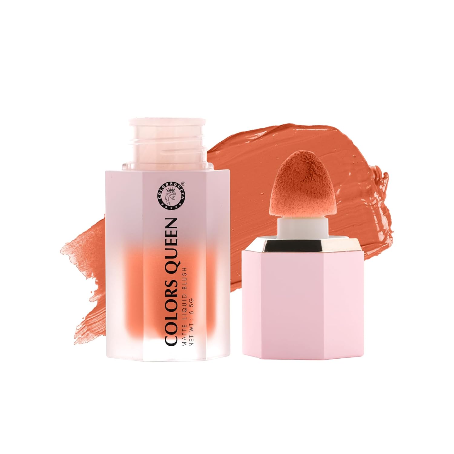 Colors Queen Matte Liquid Blush | Highly Pigmented Liquid Blush | Smooth Texture & Easily Blendable | Long Lasting & Lightweight Blusher for Face, Eye & Lips with Sponge Tip Applicator (05 - Apple Cheeks, 6.5g) - View 7 of 7