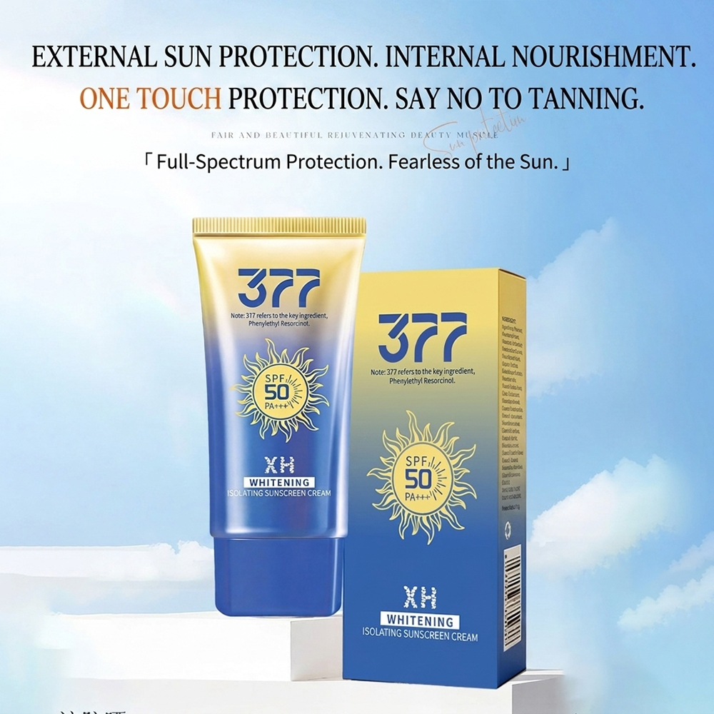 377 Whitening Sunscreen Cream SPF50+ Whitening Isolation Sunscreen Waterproof Moisturizing Facial Sunscreen Tabung pelindung - View 3 of 3