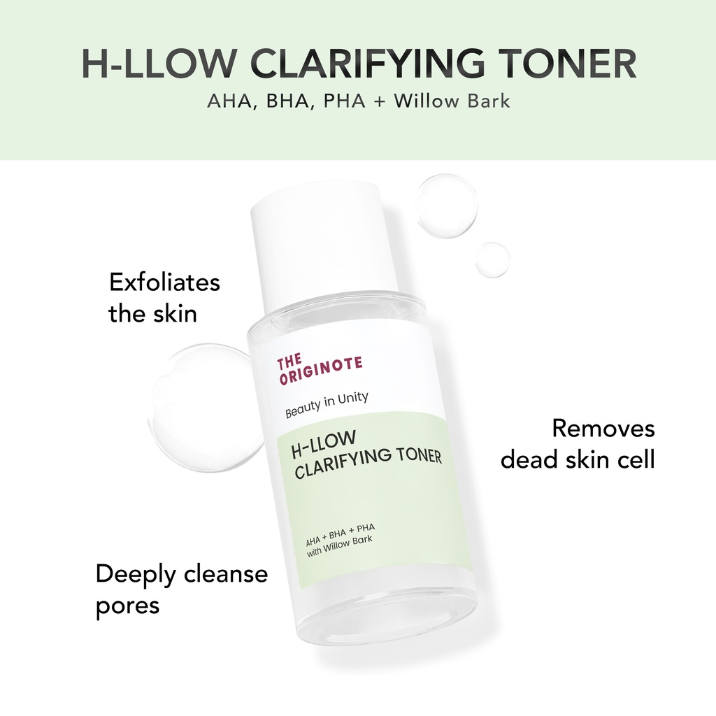 The Originote H-Llow Clarifying Toner 80ml Exfoliating Face Toner for Dead Skin Cell Removal Oil Control Pore Refining Brightening Hydrating Gentle Daily Skincare Toner for Clear Smooth Skin - View 3 of 3