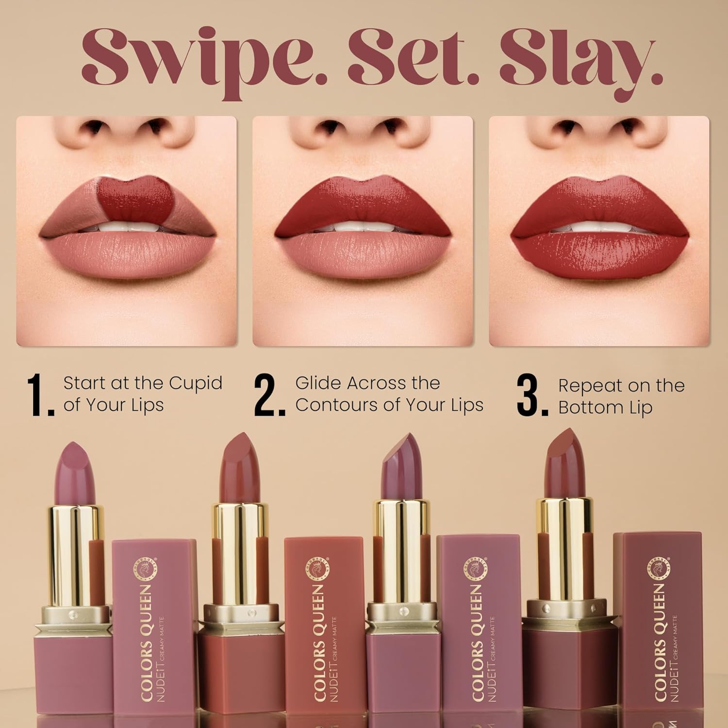Colors Queen Nude It Creamy Matte Lipstick – 3.6g | Lightweight, Waterproof Lipstick for Women (12 - Blush) - View 5 of 7