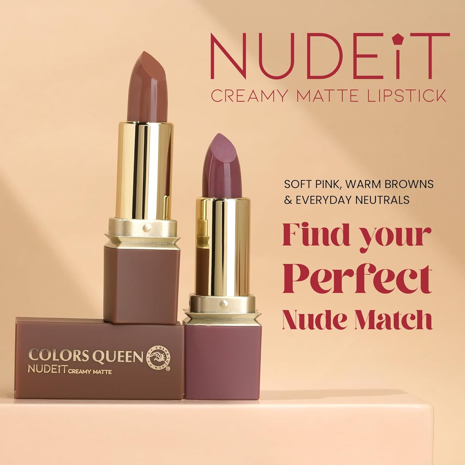 Colors Queen Nude It Creamy Matte Lipstick – 3.6g | Lightweight, Waterproof Lipstick for Women (13 - Plumeria) - View 2 of 6