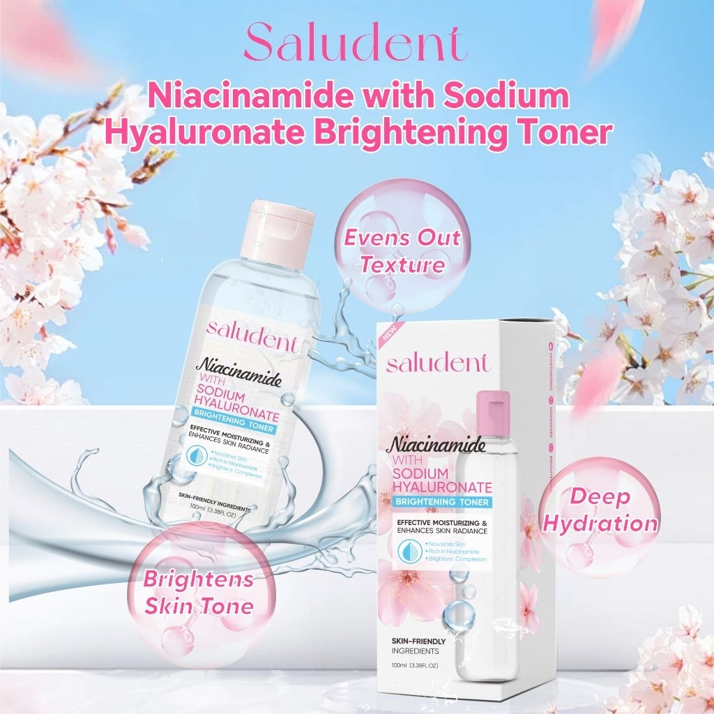 (Original) Saludent Niacinamide With Sodium Hyaluronate Brightening Toner – Hydrating Facial Toner for Brightening, Pore Care, Oil Control, Moisturizing, Smooth Skin, Lightweight Daily Skincare Solution for Healthy Radiant Complexion - View 3 of 3