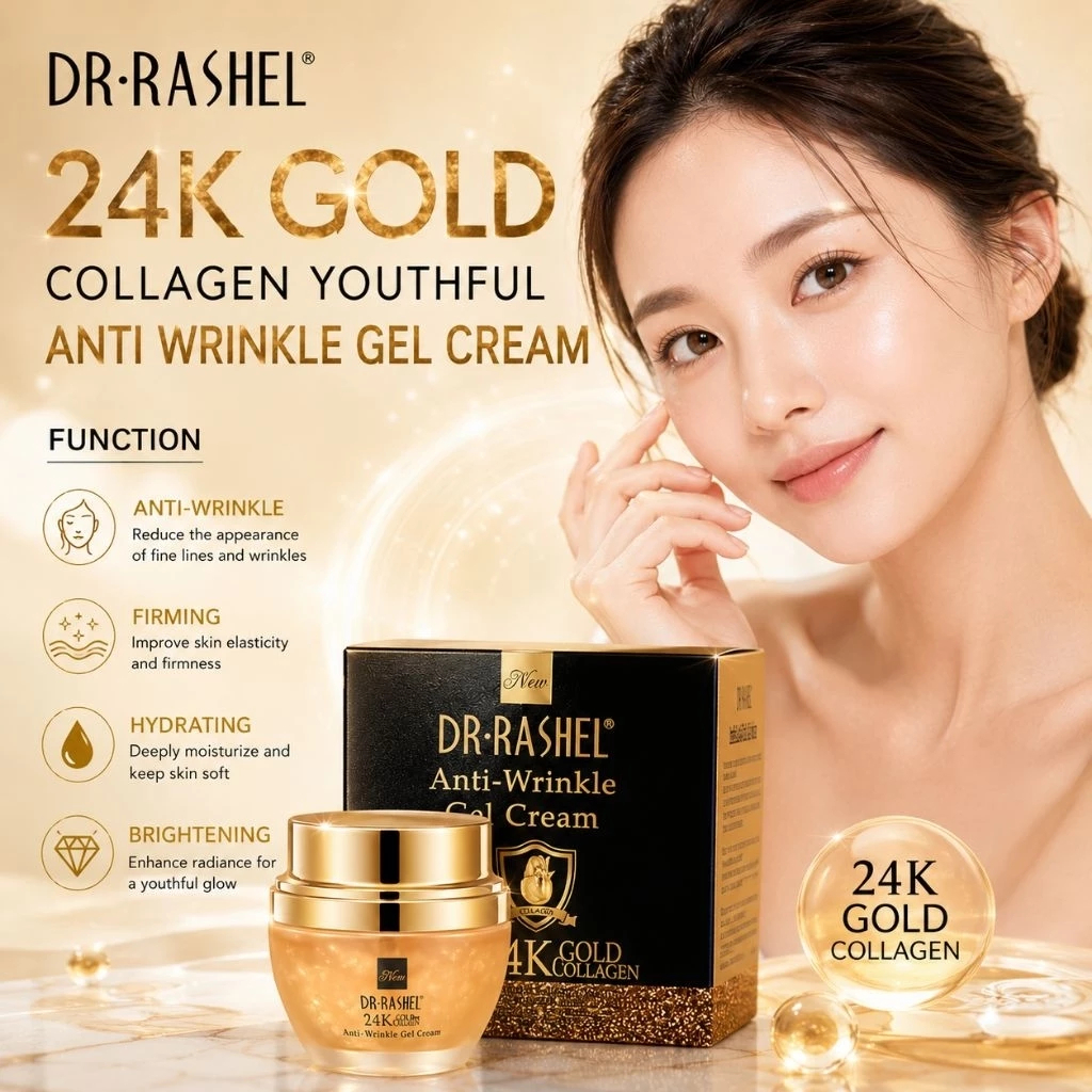 DR RASHEL 24K Gold Anti-Aging Moisturizing Anti-Wrinkle Gel Face Cream 50ML (DRL-1179) – Hydrating Facial Cream for Firming, Smoothing Fine Lines, Nourishing Skin, Youthful Radiant Glow, Daily Skincare Care - View 2 of 3
