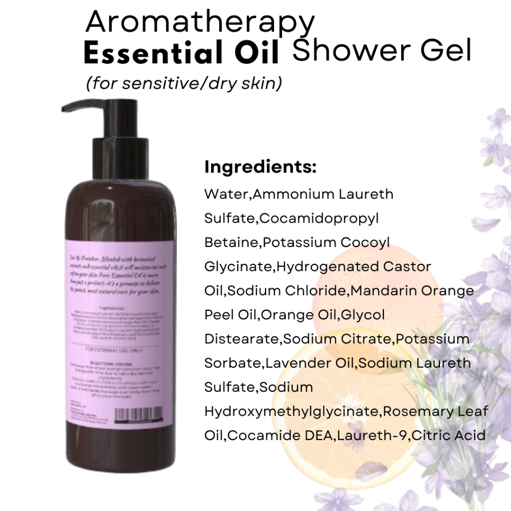 Shower Gel with Pure Essential Oil 300ml – Deep Cleansing Hydrating Body Wash with Aromatic Essential Oils for Soft Smooth Skin, Refreshing Fragrance, Moisturizing Daily Bath Care, Gentle Skin Cleanser - View 2 of 3