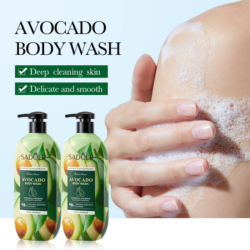 ROREC SADOER Avocado Body Wash 400ml – Natural Plant Extract Cleansing Shower Gel for Deep Moisturizing, Nourishing Skin, Tender Smooth Finish, Refreshing Daily Bath Care, Soft Healthy Radiant Body Skin - View 3 of 3