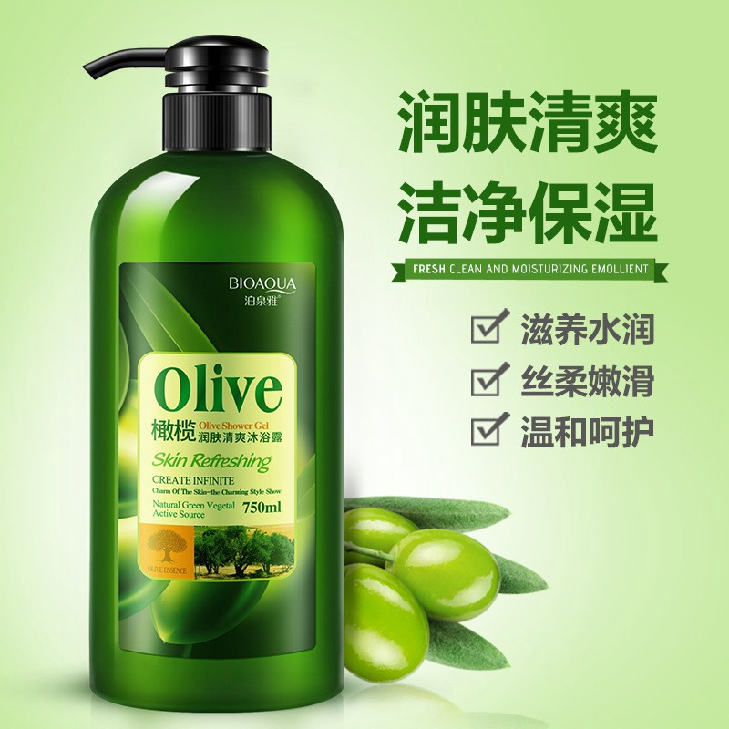 BIOAQUA Olive Nourishing Hydrating Shower Gel 750ml – Refreshing Deep Cleansing Moisturizing Body Wash with Olive Extract for Soft Smooth Skin, Daily Bath Care, Long Lasting Fresh Fragrance Skin Care - View 2 of 3