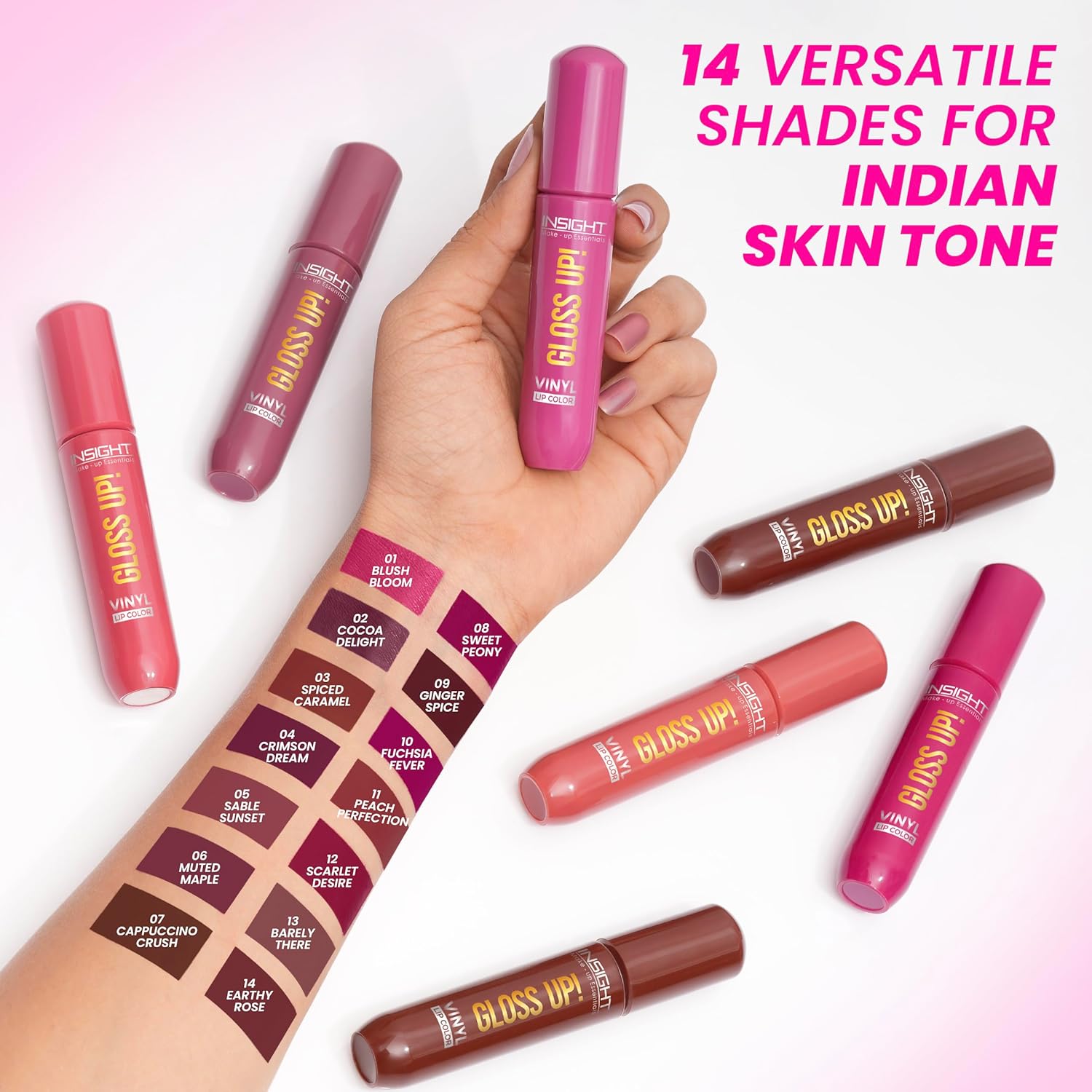 INSIGHT Gloss Up Lip Color - Fuchsia Fever | High-Gloss Finish | Rich Pigmentation | Lightweight, Long-Lasting Formula | All-Day Comfortable Wear (4g) - View 5 of 8