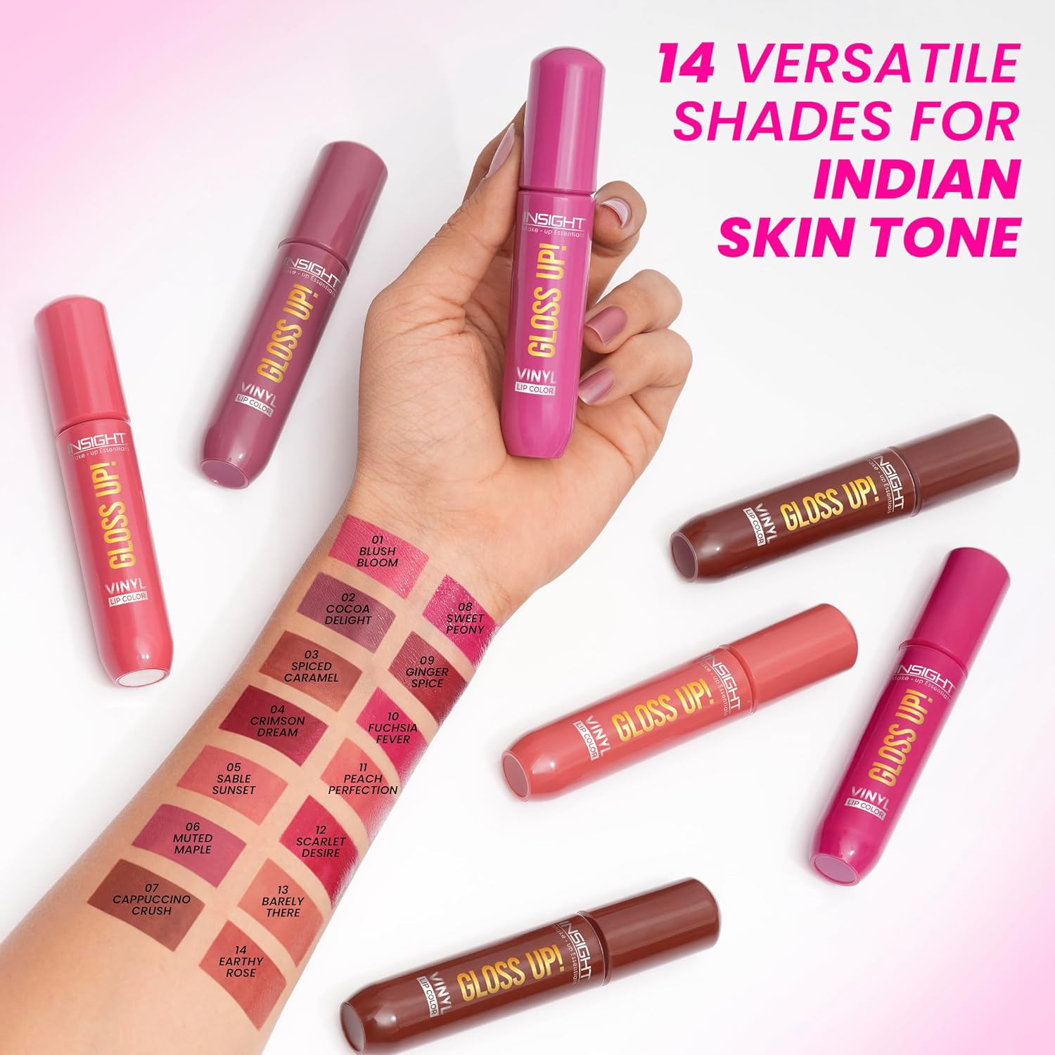 INSIGHT Gloss Up Lip Color - Muted Maple | High-Gloss Finish | Rich Pigmentation | Lightweight, Long-Lasting Formula | All-Day Comfortable Wear (4g) - View 5 of 8