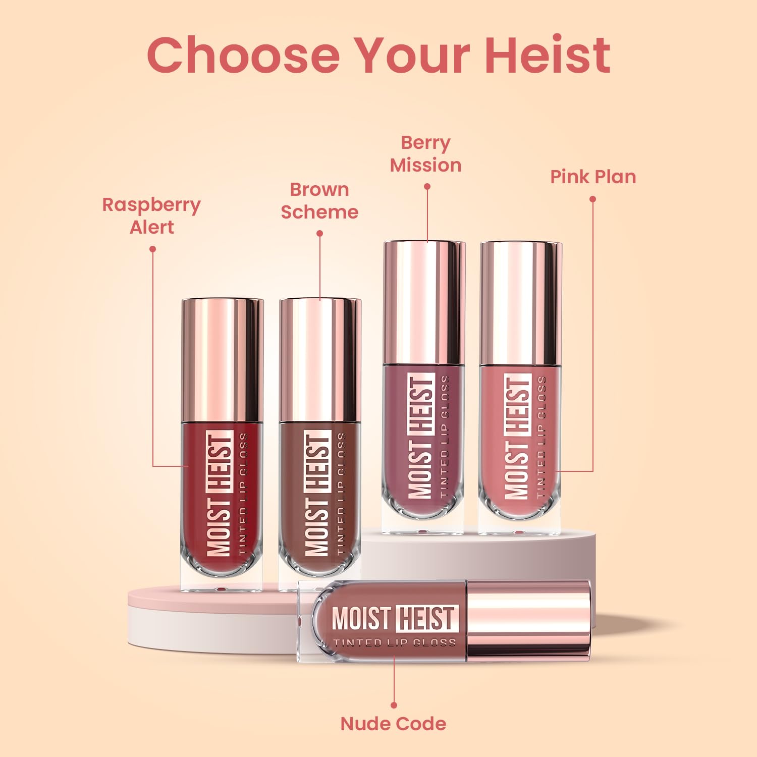 Swiss Beauty Moist Heist Tinted Lip Gloss | Colour + Shine | Moisturises | With Vitamin E | Non-Sticky | Long-Lasting | Shade- 5. Raspberry Alert, 4.8g - View 3 of 5